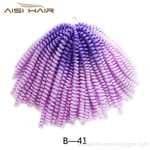 Aisi Hair Spring Twist Crochet Braids Ombre Braiding Hair 8 Inch Synthetic Hair Extensions Braids Curly Twists Fluffy